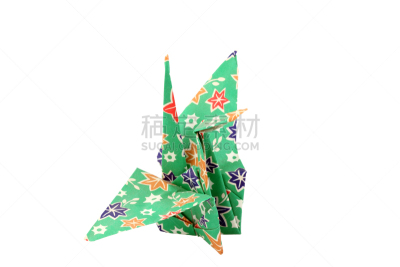 纸鹤,折叠的,绿色,折纸工艺,白色背景,水平画幅,橙色,无人,蓝色,特写