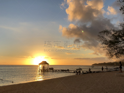 毛里求斯,热带气候,桨叉架船,云,黄昏,印度洋,自然美,海岸线,泻湖,背景