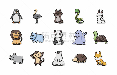 动物,计算机图标,幽默,可爱的,斑马,浣熊,蛇,狮子,龟,猪