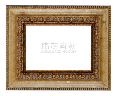 边框,木制,雕刻物,金叶,式样,黄金,水平画幅,无人,古典式,白色背景