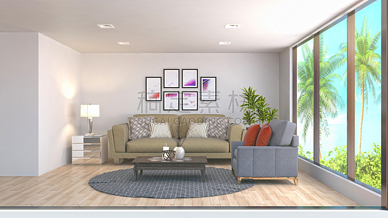 室内,起居室,三维图形,绘画插图,水晶吊灯,扶手椅,褐色,座位,桌子,水平画幅