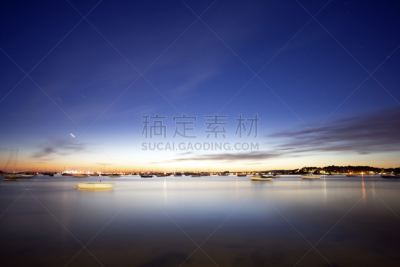 夜晚,普尔港,水,天空,美,水平画幅,云,无人,海港,英格兰