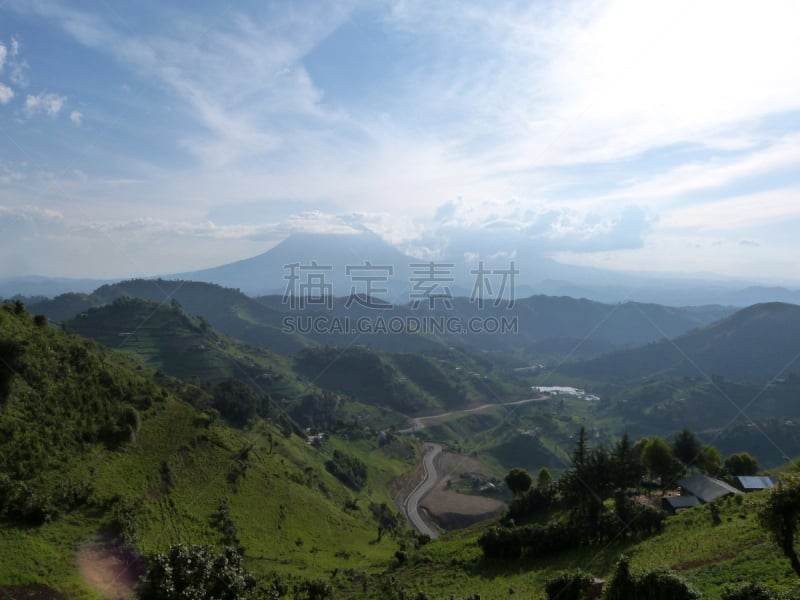 自行车,基加利地区,乌干达,威兰伽国家公园,火山,水平画幅,无人,非洲,热带雨林,户外