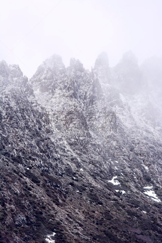 山顶,可瑞德山,塔斯马尼亚,垂直画幅,寒冷,雪,无人,户外,山,澳大利亚