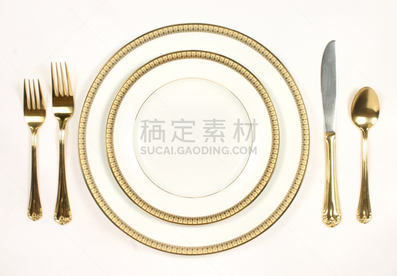 餐位,盘子,黄金,白色,高雅,银餐具,色拉用具,餐具,金色,水平画幅