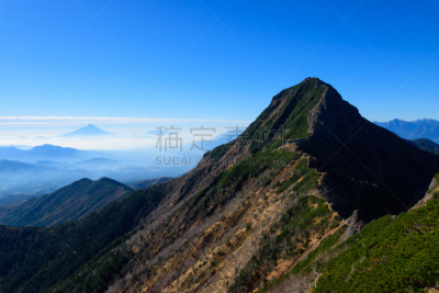 巴岳山,长野县,日本,山,美,岩石山,水平画幅,秋天,无人,夏天