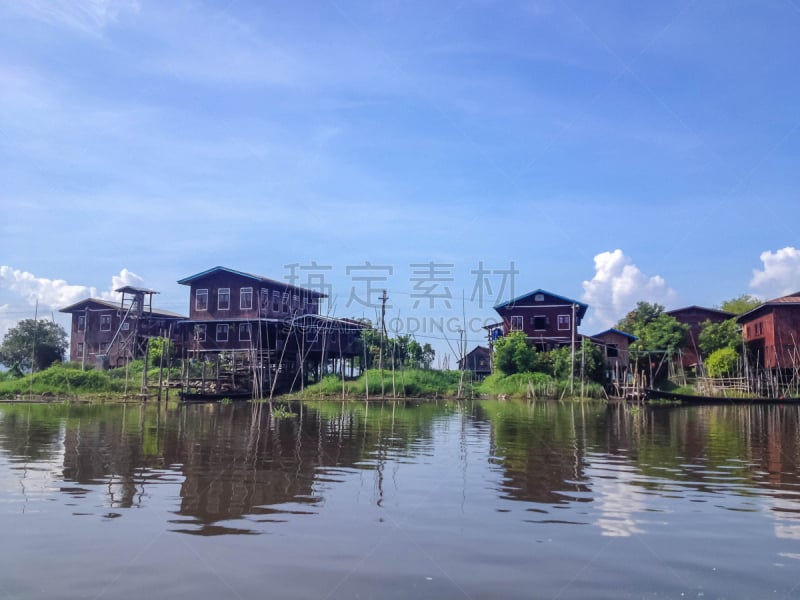 缅甸,乡村,房屋,茵丽湖,水,因雅族人,旅行者,湖,过去,掸邦