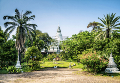 塔山寺,柬埔寨,寺庙,著名景点,城市,金边,中环,佛塔,水平画幅,建筑