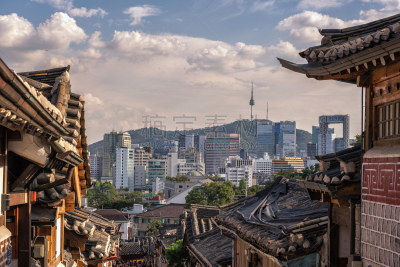 北村韩屋村,首尔,城市,韩国,天空,水平画幅,建筑,乡村,古老的,人