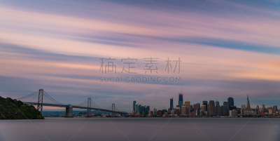 旧金山,在上面,安巴卡德罗中心,泛美金字塔,金银岛,海湾大桥,湾区,水平画幅,无人,日出