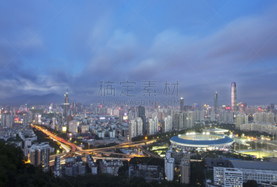 城市天际线,深圳,天空,水平画幅,无人,路,交通,户外,城市,云景