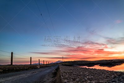 小路,大西洋,在上面,水,天空,美,水平画幅,无人,户外,湖