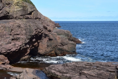 加拿大,海岸线,巨大的,河流,大西洋,波浪,户外,天空,自然,秋天