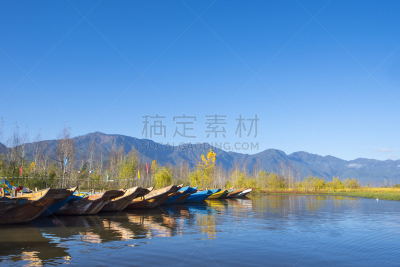 泸沽湖,云南省,中国,风景,丽江,自然,水,天空,水平画幅,地形