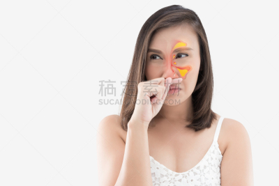 女人,人,衣服,身体不适,窦,过敏反应,过敏,感冒,接,触摸