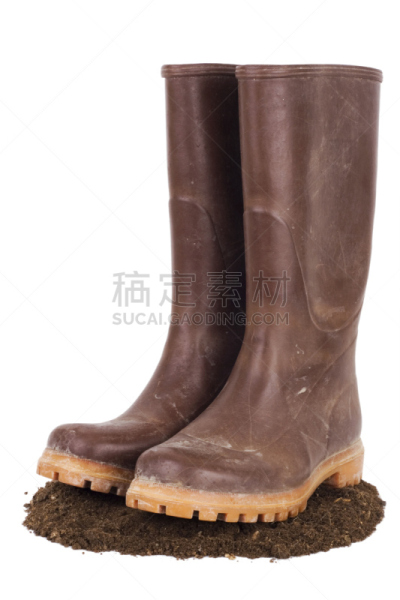 靴子,惠灵顿,雨鞋,垂直画幅,褐色,无人,古老的,泥土,背景分离,鞋子