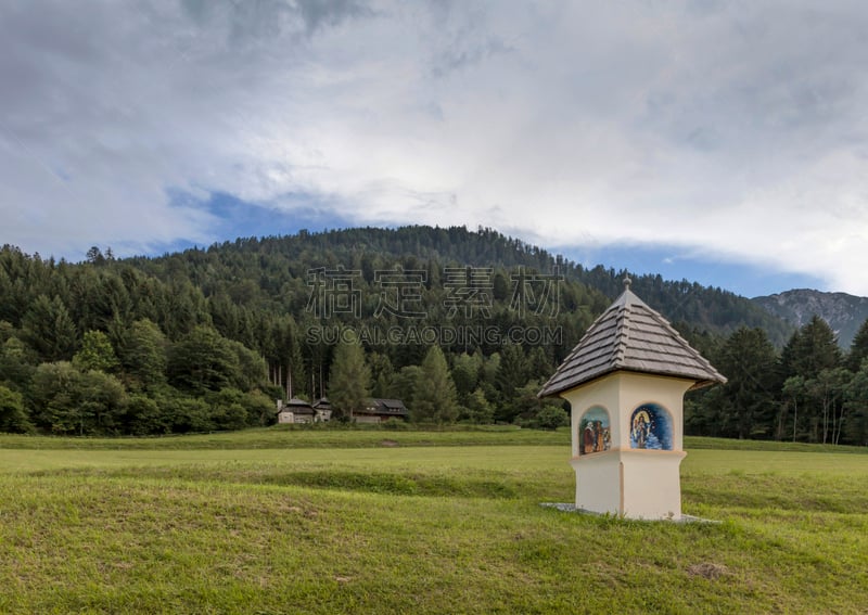 Karavanke Range,卡林斯亚,自然,天空,草地,水平画幅,无人,夏天,户外,山脉