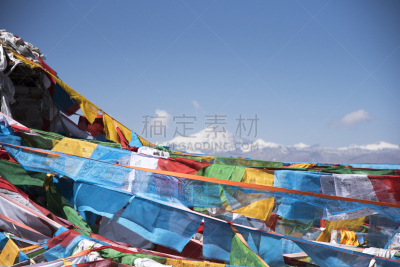 经幡,喜马拉雅山脉,藏族,背景,悬挂的,青藏高原,精神启蒙,高处,山顶,彩色背景
