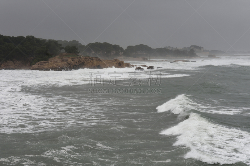 印布里阿斯,西班牙,地中海,风,暴风雨,东,赫罗纳,陡峭海岸,美,白色