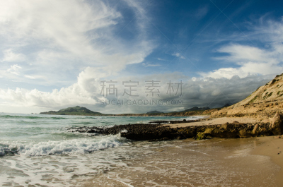海滩,水,天空,水平画幅,沙子,无人,旅行者,野外动物,夏天,布希曼族