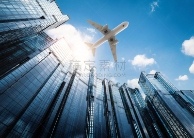 飞机,城市,水平画幅,城市扩张,玻璃,都市风景,现代,建筑业,工业,后方挡风玻璃