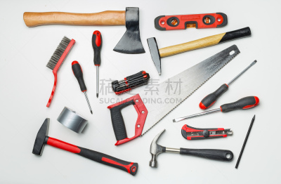 设备用品,大量物体,白色背景,手,修理工,工匠,金属,铬合金,钢铁,闪亮的