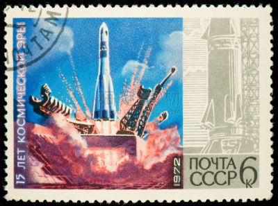 俄罗斯,1972,西里尔文,邮戳,前苏联,空间探索,天空,水平画幅,蓝色