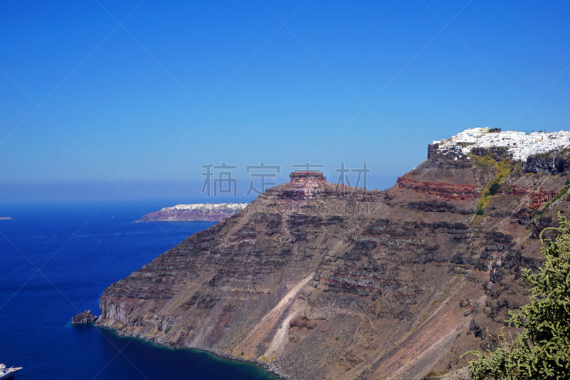 圣托里尼岛,风景,悬崖,船,海港,浪漫,希腊,客船,客轮,海岸线