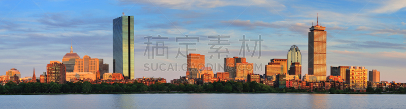 全景,波士顿,在上面,河流,保德信中心,普鲁登秀塔,马萨诸塞,新英格兰,著名景点,圆顶建筑