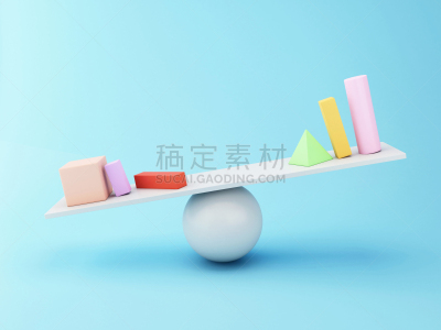 平衡,三维图形,个性,几何形状,跷跷板,比例,秤,质量,稳定,正面视角