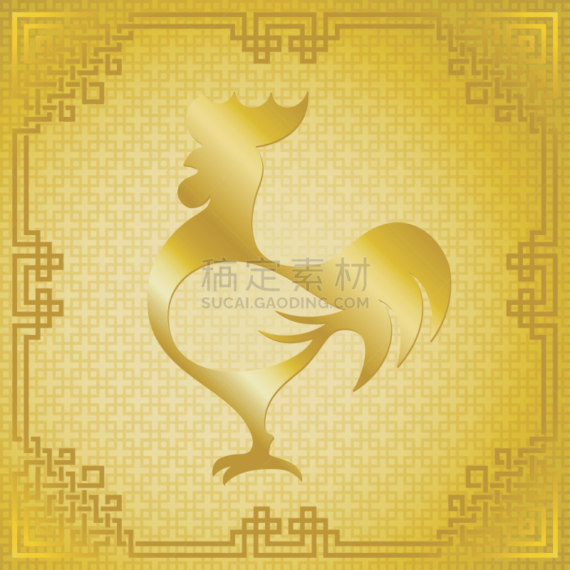 公鸡,边框,东方人,明信片,十二生肖,十二宫图,鸡,华丽的,小公鸡,贺卡
