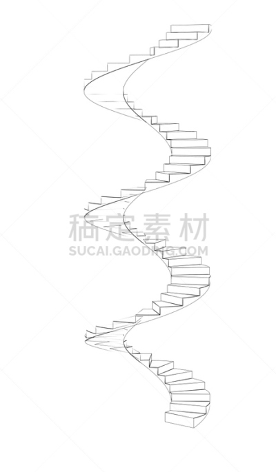 三个物体,充满的,螺旋梯,金属丝,边框,线框模型,建筑结构,白色,线条,螺线