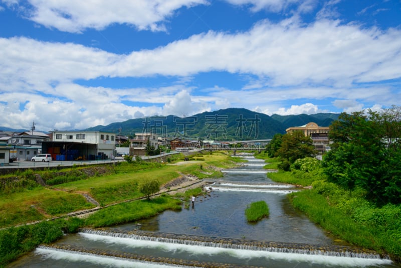 长野县,日本,都市风景,颐达,自然,天空,水平画幅,无人,赤石山脉,夏天