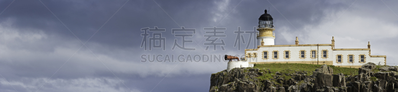 灯塔楼,悬崖,全景,海岸线,看风景,在上面,内斯特角灯塔,外赫布里底群岛,斯凯岛,玄武岩