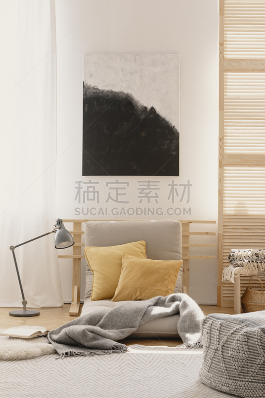 灵感,黄色,蒲团,枕头,米色,墙,式样,抽象,卧室,作画