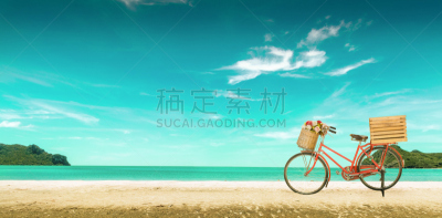 自行车,海滩,天空,背景,海洋,蓝色,春天,高雅,度假