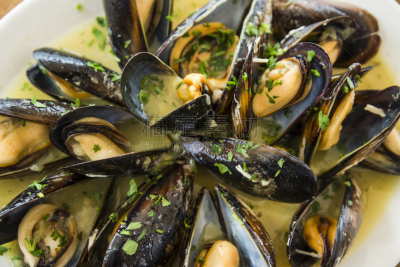 海蚌,饮食,煮食,水平画幅,贻贝,膳食,法式食品,海产,香料,特写