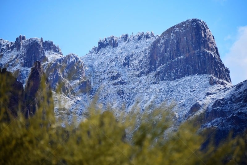 雪山,铁钻大厦,无人,迷失的荷兰人州立公园,图像,户外,水平画幅,雪,山顶,山