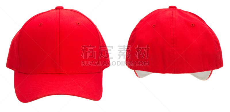 棒球帽,红色,正面视角,空白的,背面视角,白色,分离着色,鸭舌帽,帽子,留白