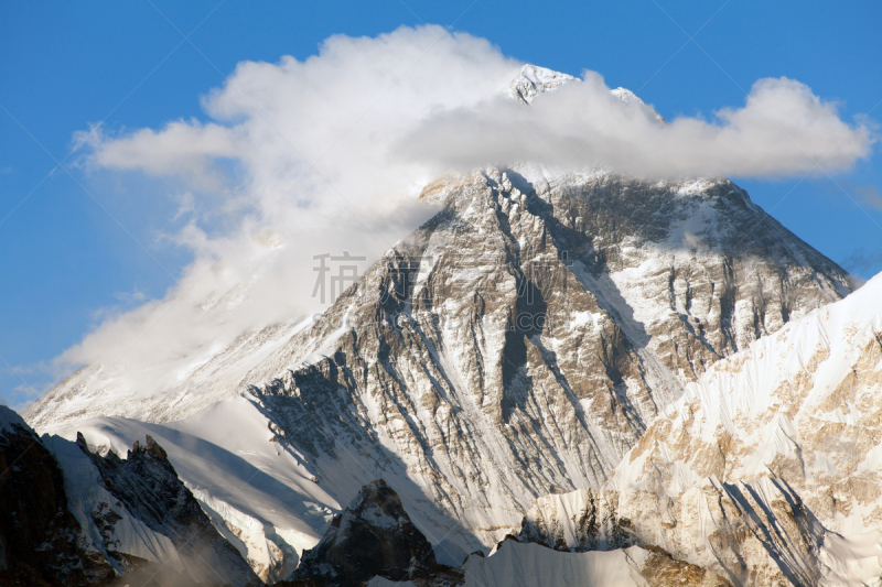 珠穆朗玛峰,在上面,山,云景,自然美,坤布,雪,喜马拉雅盐,曙暮光,齿状山脊