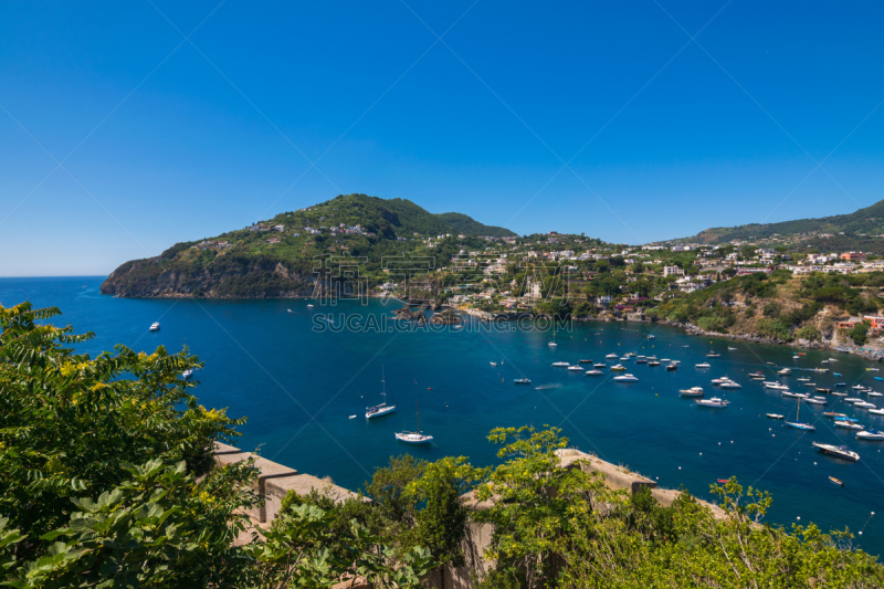 岛,意大利,欧洲,伊斯基亚岛,城镇,伊特鲁里亚海,南,全景,古董