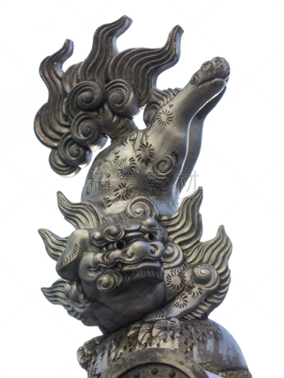 雕像,狗,狮子,门旁狮子,狮子山石狮,日本之神道教,垂直画幅,灵性,无人,背景分离