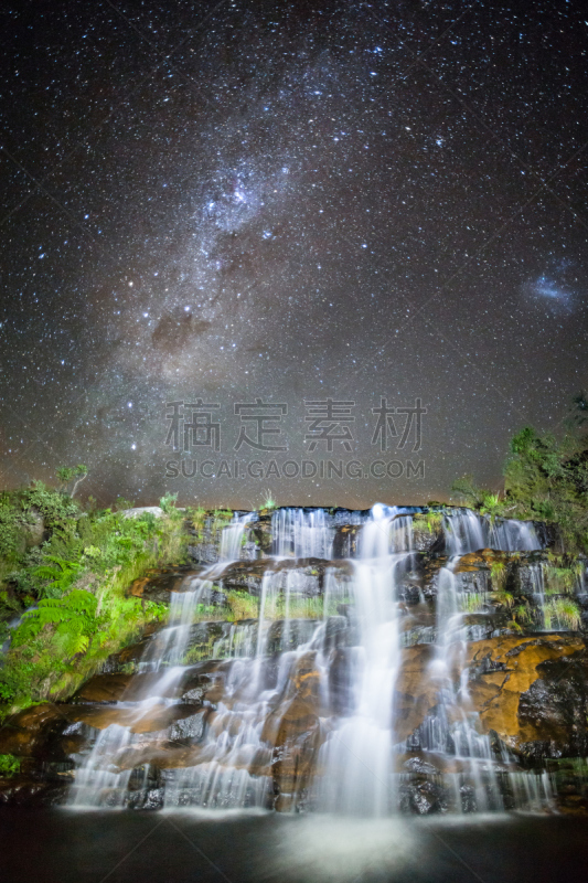 夜晚,巴西,峡谷,桨叉架船,秋天,垂直画幅,水,天空,亚皮特斯海,瀑布