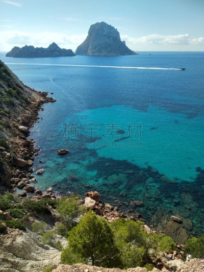 德霍特海湾,西班牙威德拉,全景,悬崖,巴利阿里群岛,伊比沙岛,岛,自然美,自由,野生动物