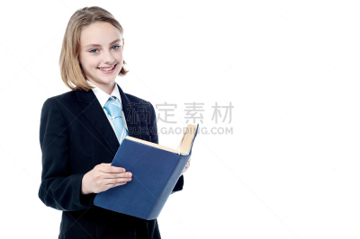 书,商务,女孩,模仿成人,美,留白,半身像,水平画幅,美人,套装