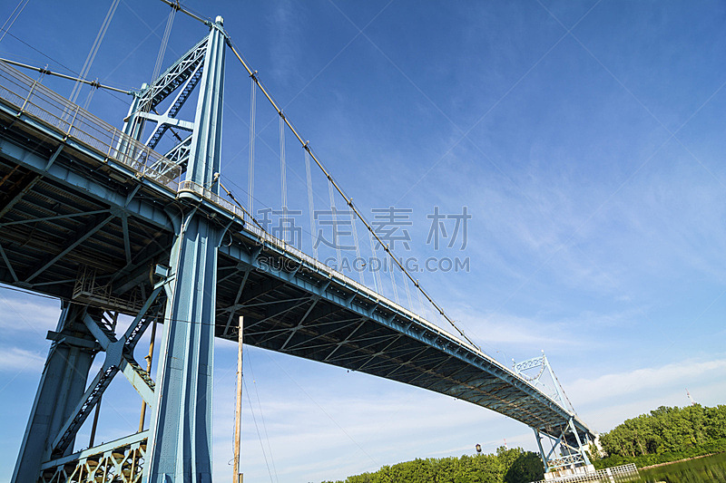 桥,水,天空,美国,水平画幅,景观设计,建筑,无人,蓝色,吊桥