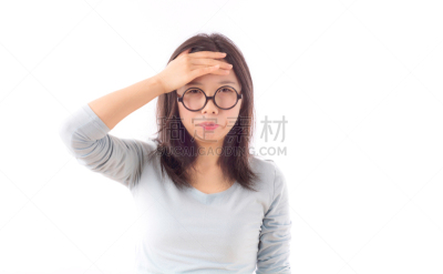 亚洲,女孩,悲哀,美,留白,头痛,四肢,人的头部,水平画幅,仿旧磨损的效果
