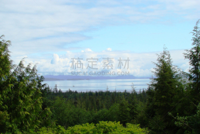 温哥华岛,海洋,森林,风景,水,天空,水平画幅,无人,夏天,偏远的