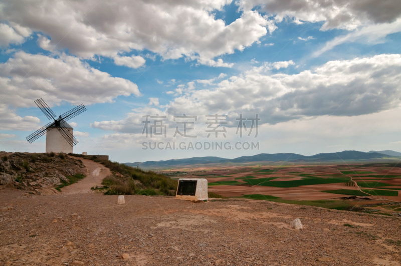 风车镇,风车,西班牙,传统,白色,纪念碑,天空,水平画幅,能源,无人