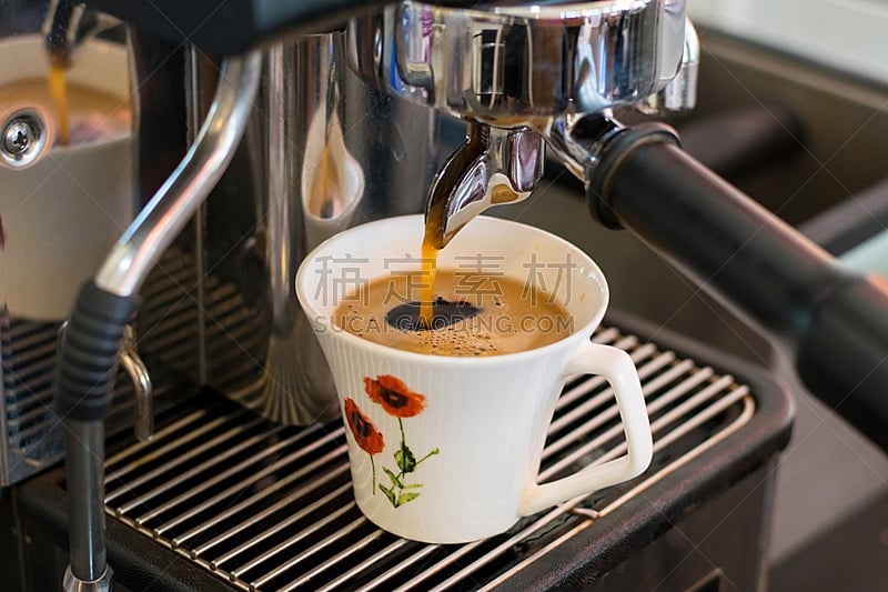 咖啡,咖啡店,水平画幅,饮料,金属,特写,机器,现代,咖啡机,白色